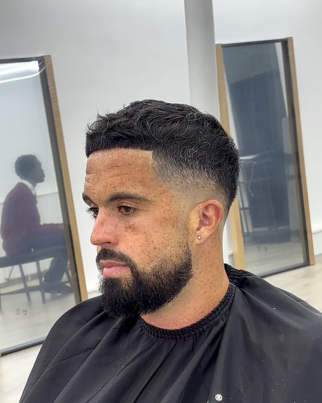 Textured crop with a skin fade and beard