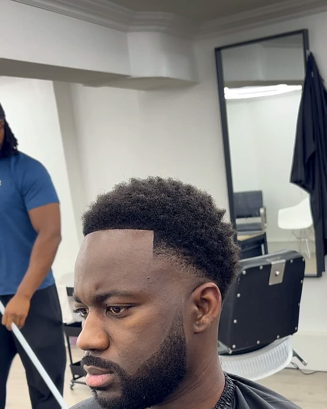 Afro fade with a beard